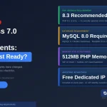 WordPress 7.0 hosting requirements checklist — PHP 8.3, MySQL 8.0, and 512MB memory for AI features — AHosting.net