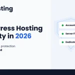 WordPress hosting security in 2026 — AHosting cover showing CageFS account isolation, CSF server firewall, and a dedicated IP