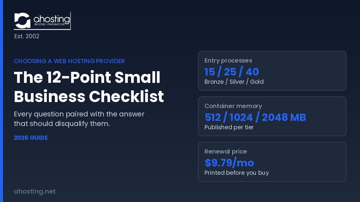 Choosing a Web Hosting Provider: The 12-Point Small Business Checklist (2026)